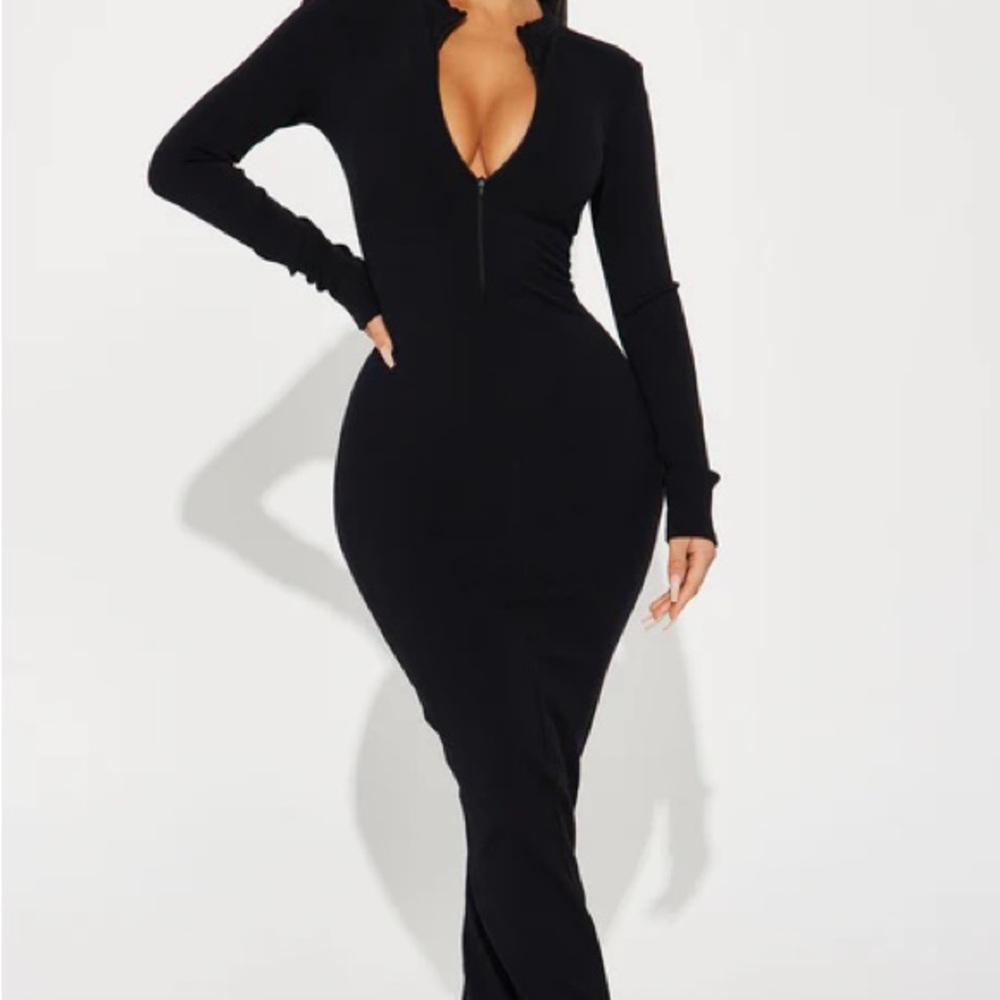 Fashion Nova Black Ribbed Cut Out Bodycon Dress